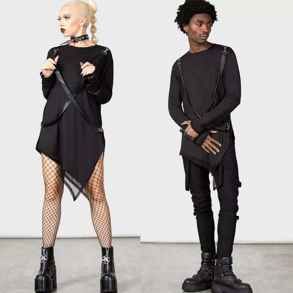 Killstar‎ unisex black zombie clown top asymmetrical - Picture 2 of 3